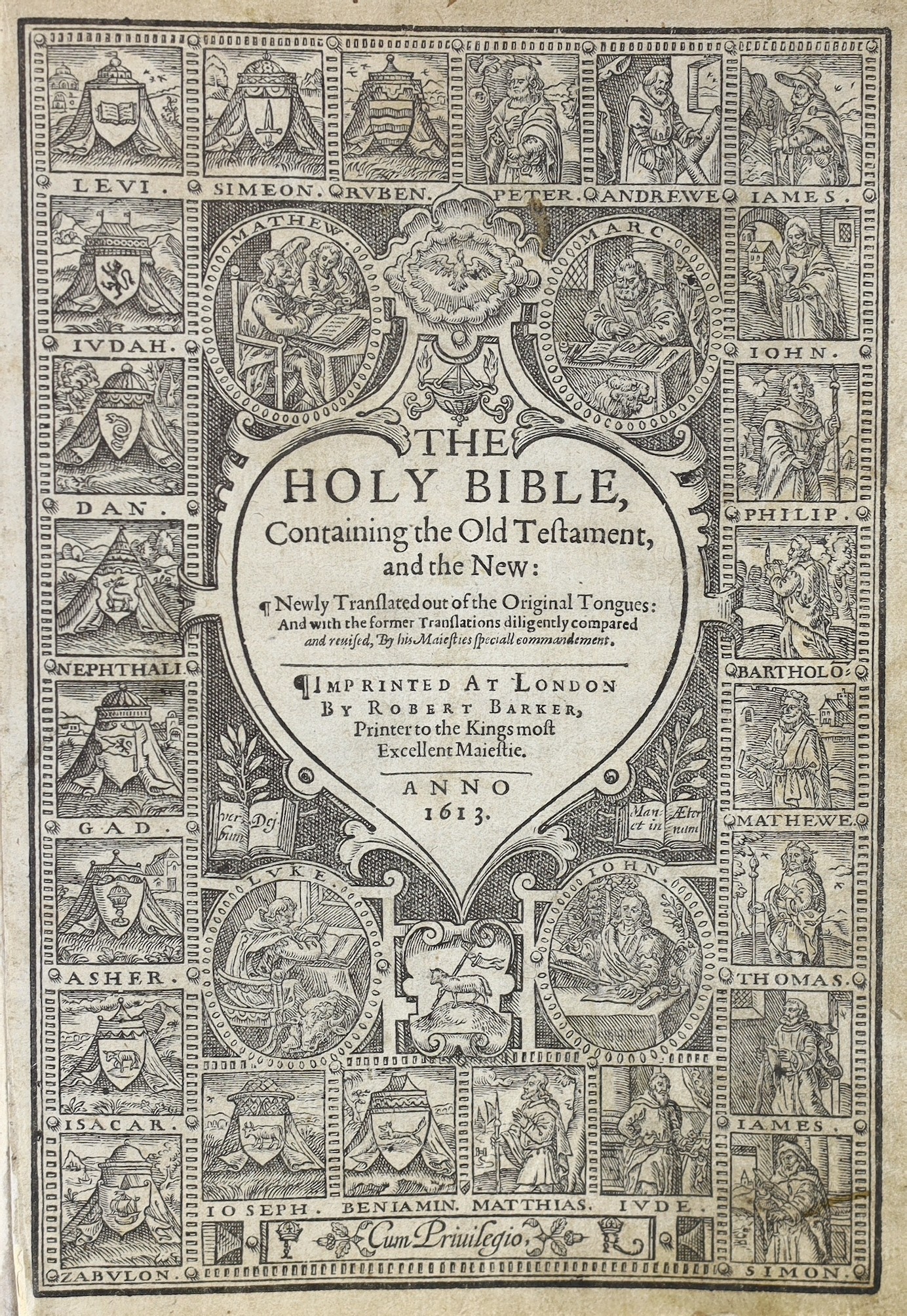 [BIBLE, Authorised Version, 1613] - The Holy Bible, containing the Old Testament and the New: Newly Translated out of the Original Tongues: And with the former Translations diligently comparted and reuised, By His Majest